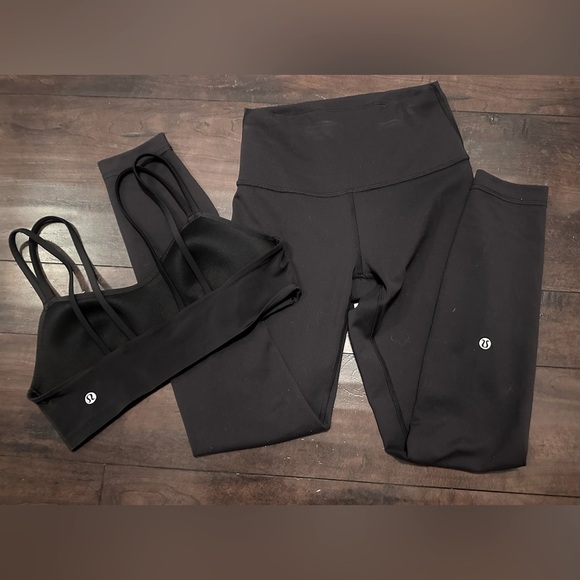 Lululemon Black Sports Bra and Leggings Set - Picture 1 of 5